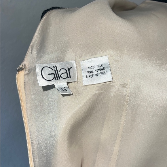 Gilad Set Embroidered Silk Button Front Jacket W/ Matching VNeck Dress Champagne - Picture 10 of 13